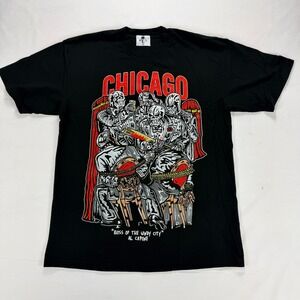 Warren Lotas Chicago Al Capone Graphic T-Shirt Black Size L USA Made Cotton